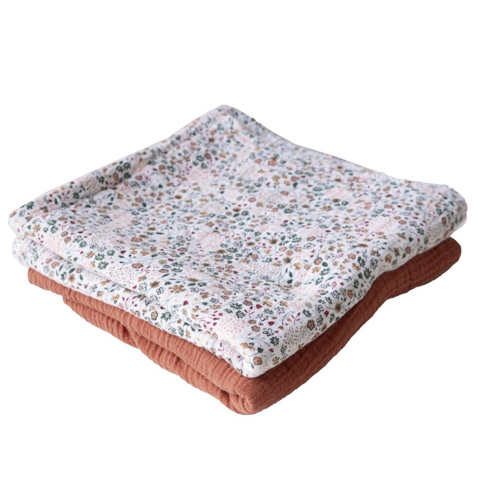 Little Unicorn Muslin Blankets Cottage Floral Terracotta Large Baby Swaddle Wrap